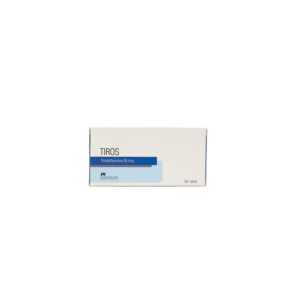 [001140073] TYROS 50   - T3 (Triiodothyronine) - 50 MCG / pill - 100 Tablets Blisters Box  - Pharmacom LABS